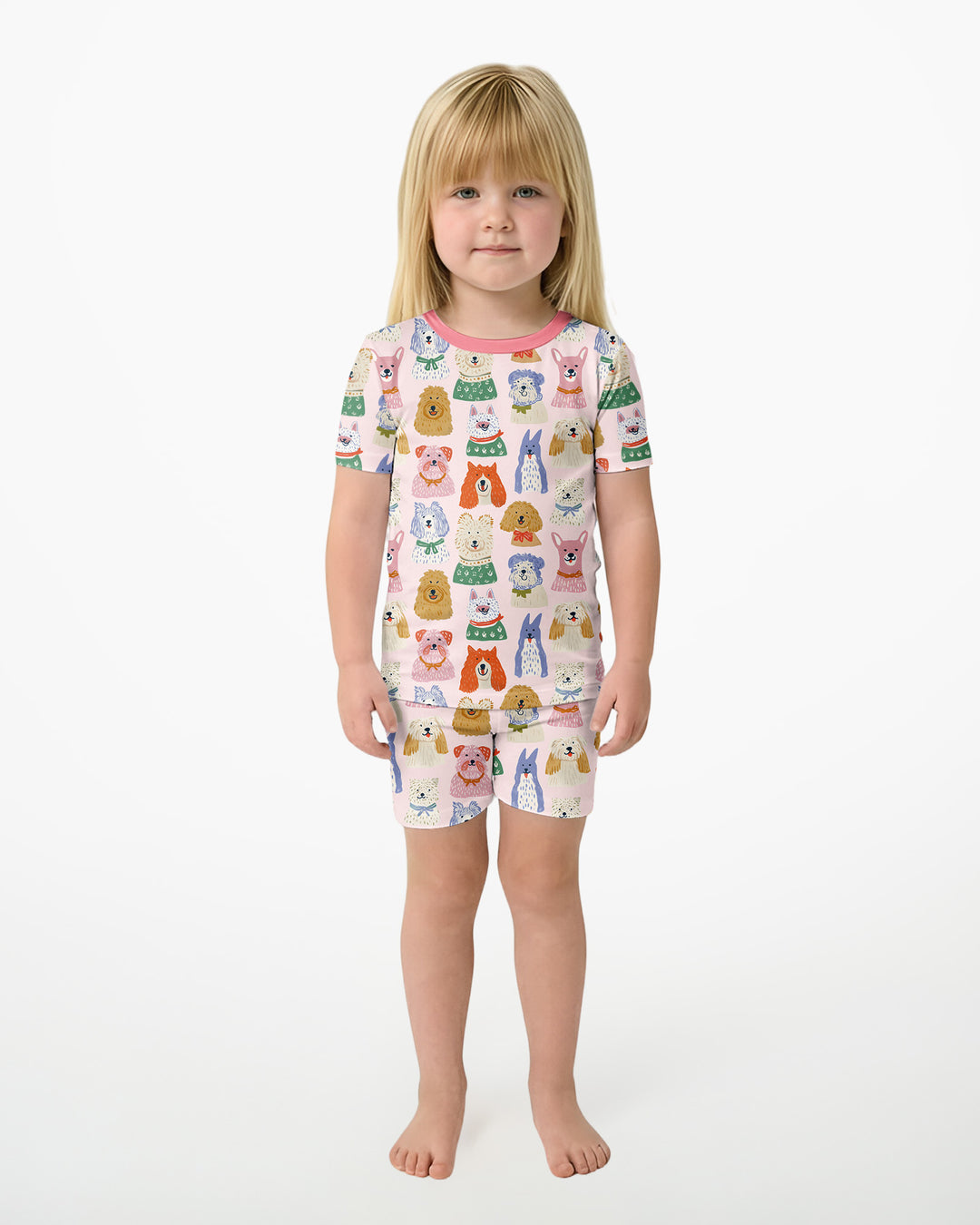 Puppy Portrait Bamboo Two Piece Short Sleeve Shorts Pajama Set