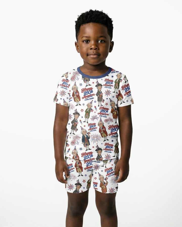 Party Like It's 1776 Family Matching Bamboo Two Piece Short Sleeve Shorts Pajama Set