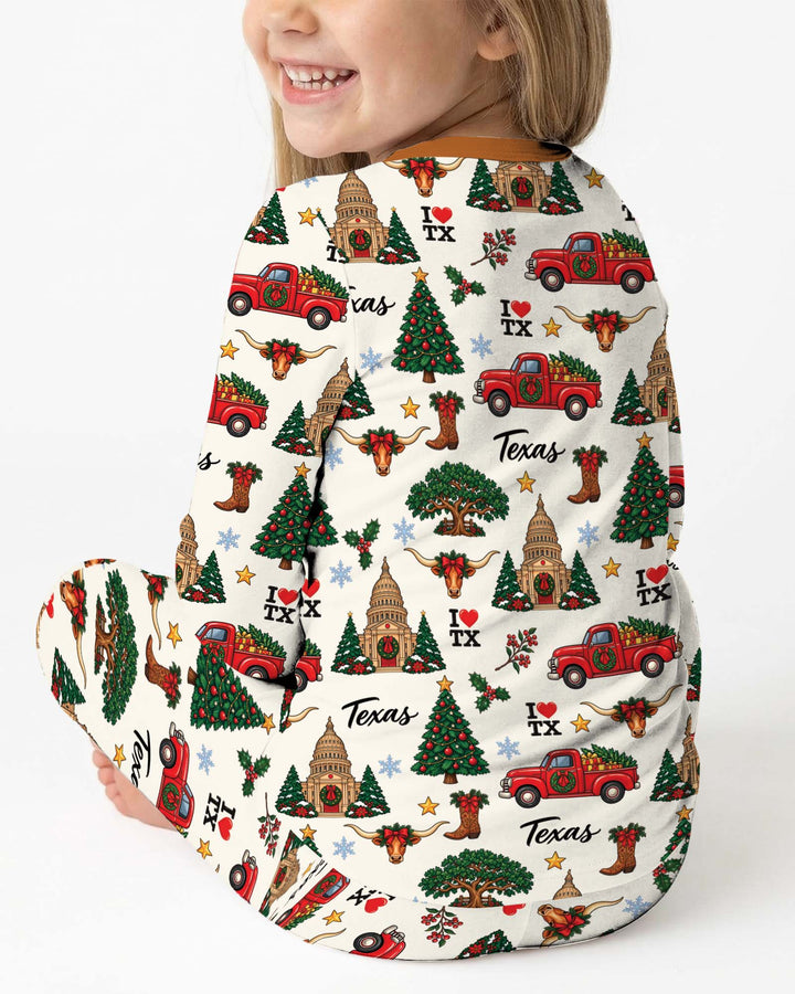 Christmas In Texas Bamboo Two Piece Long Sleeve Pajama Set