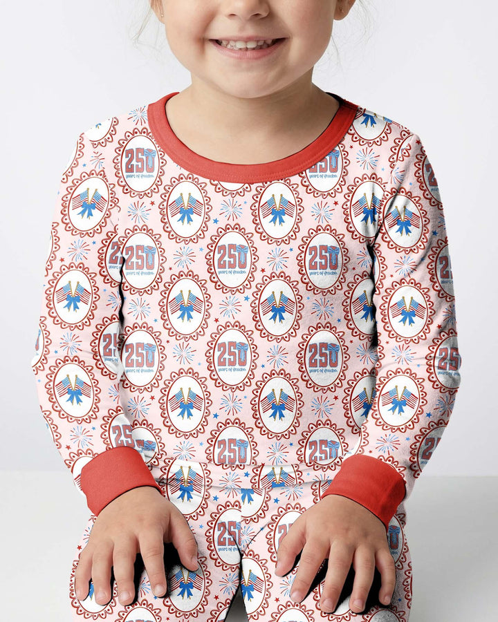Patriotic Coquette Bamboo Two Piece Long Sleeve Pajama Set