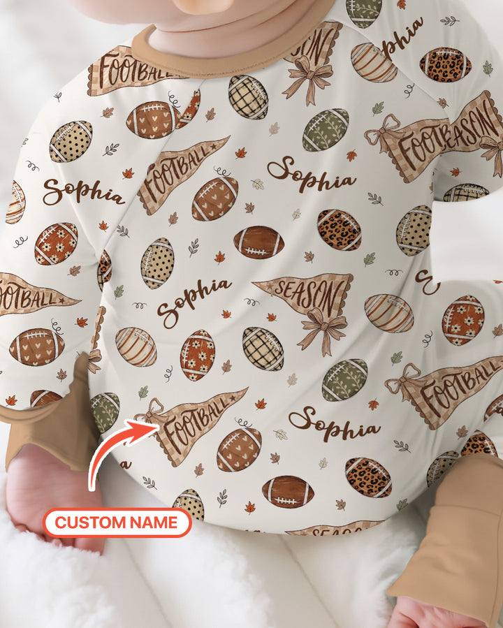 Custom Name Football Fall Season Bamboo Convertible Zippy