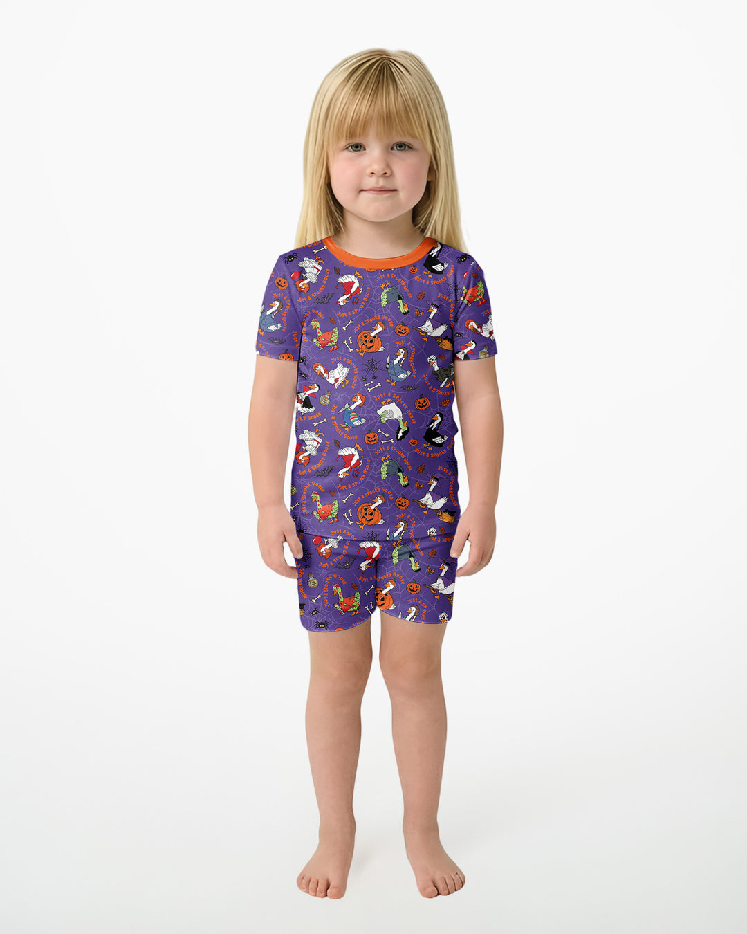 Just A Spooky Goose Family Matching Bamboo Two Piece Short Sleeve Shorts Pajama Set