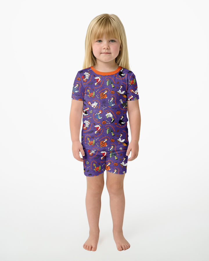 Just A Spooky Goose Family Matching Bamboo Two Piece Short Sleeve Shorts Pajama Set