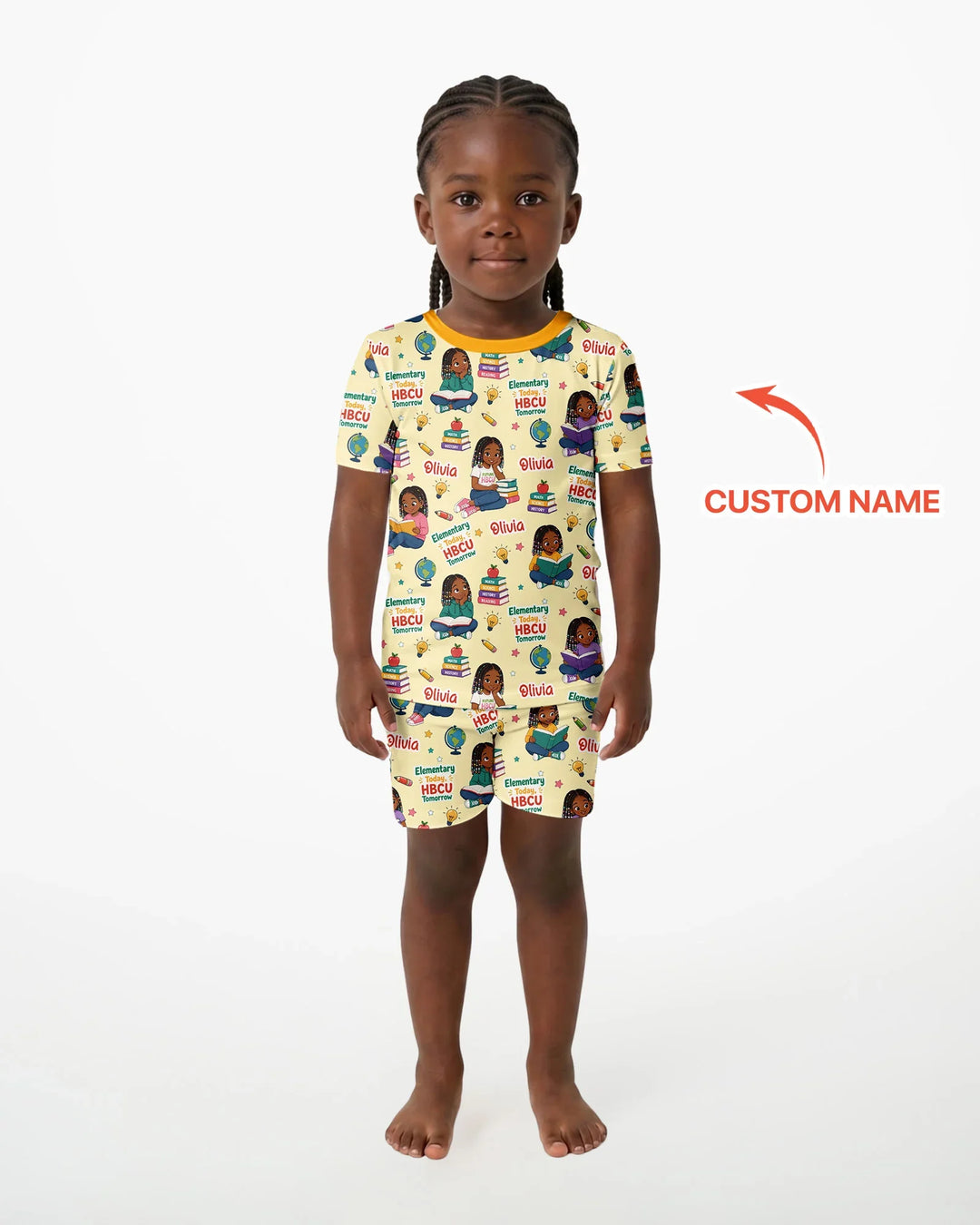 Custom Name Elementary Today HBCU Tomorrow Bamboo Two Piece Short Sleeve Shorts Pajama Set
