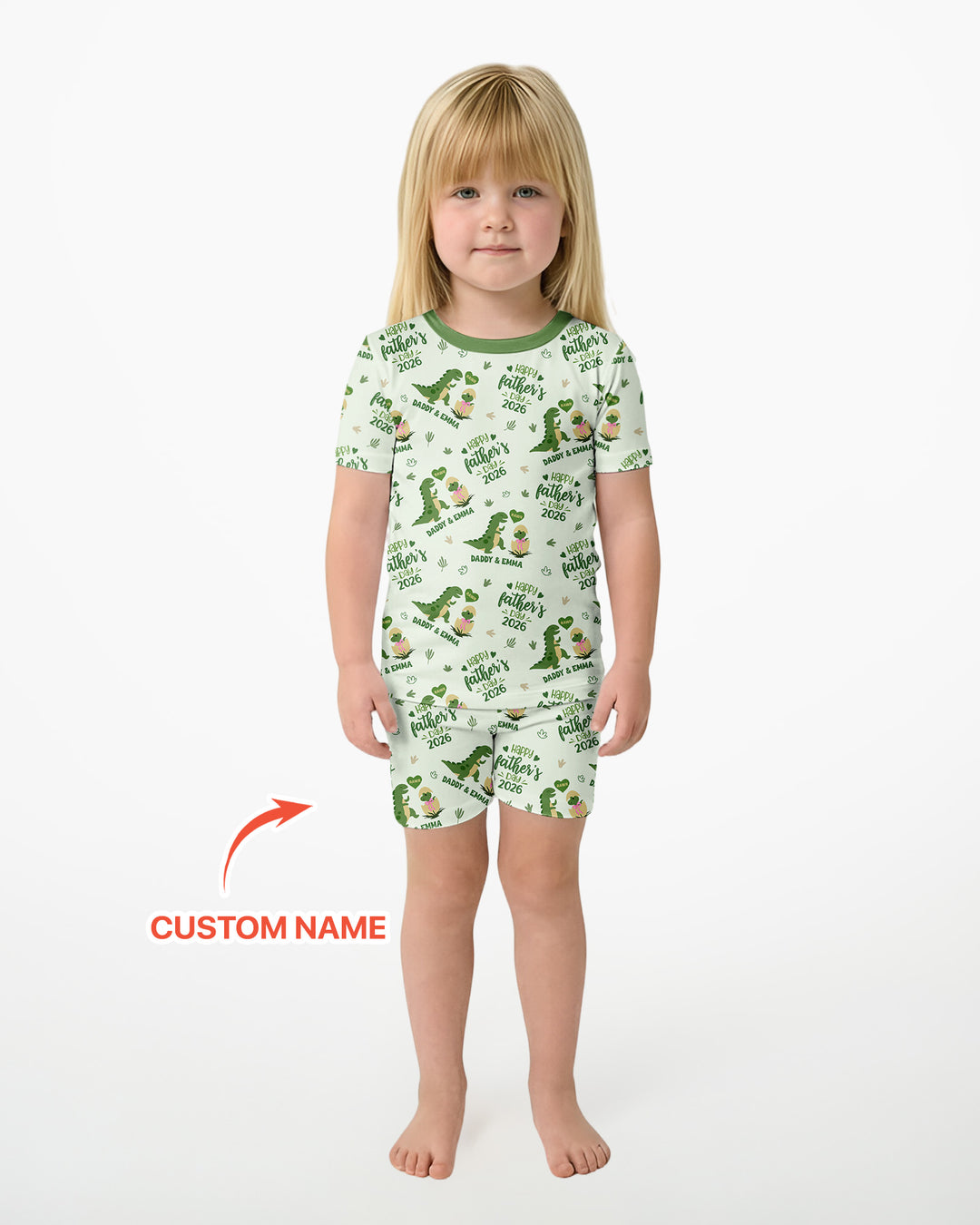Custom Name Fathers Day 2026 Bamboo Two Piece Short Sleeve Shorts Pajama Set