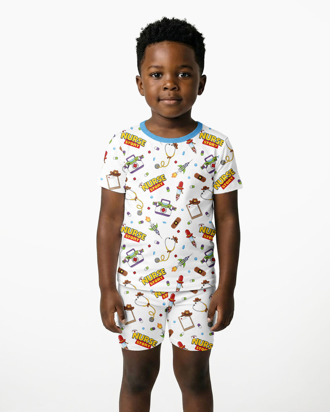 Nurse Story Bamboo Two Piece Short Sleeve Shorts Pajama Set