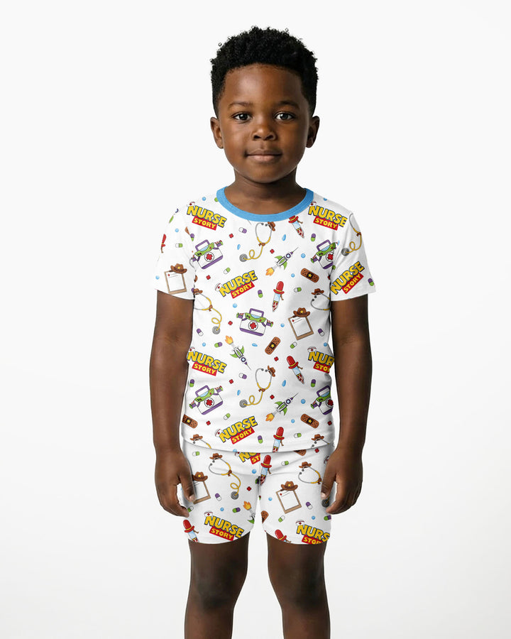 Nurse Story Bamboo Two Piece Short Sleeve Shorts Pajama Set