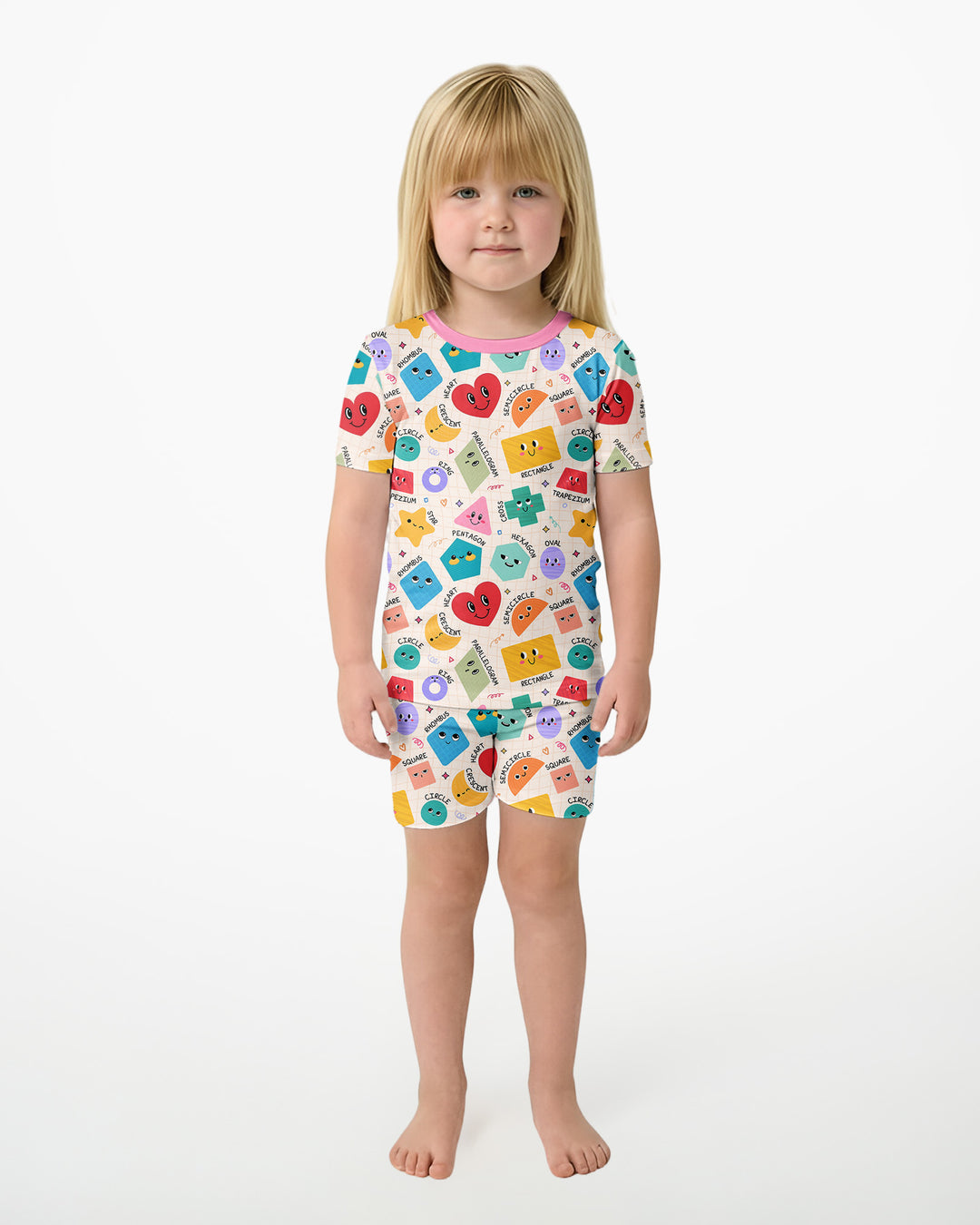 Happy Shape Squad Family Matching Bamboo Two Piece Short Sleeve Shorts Pajama Set