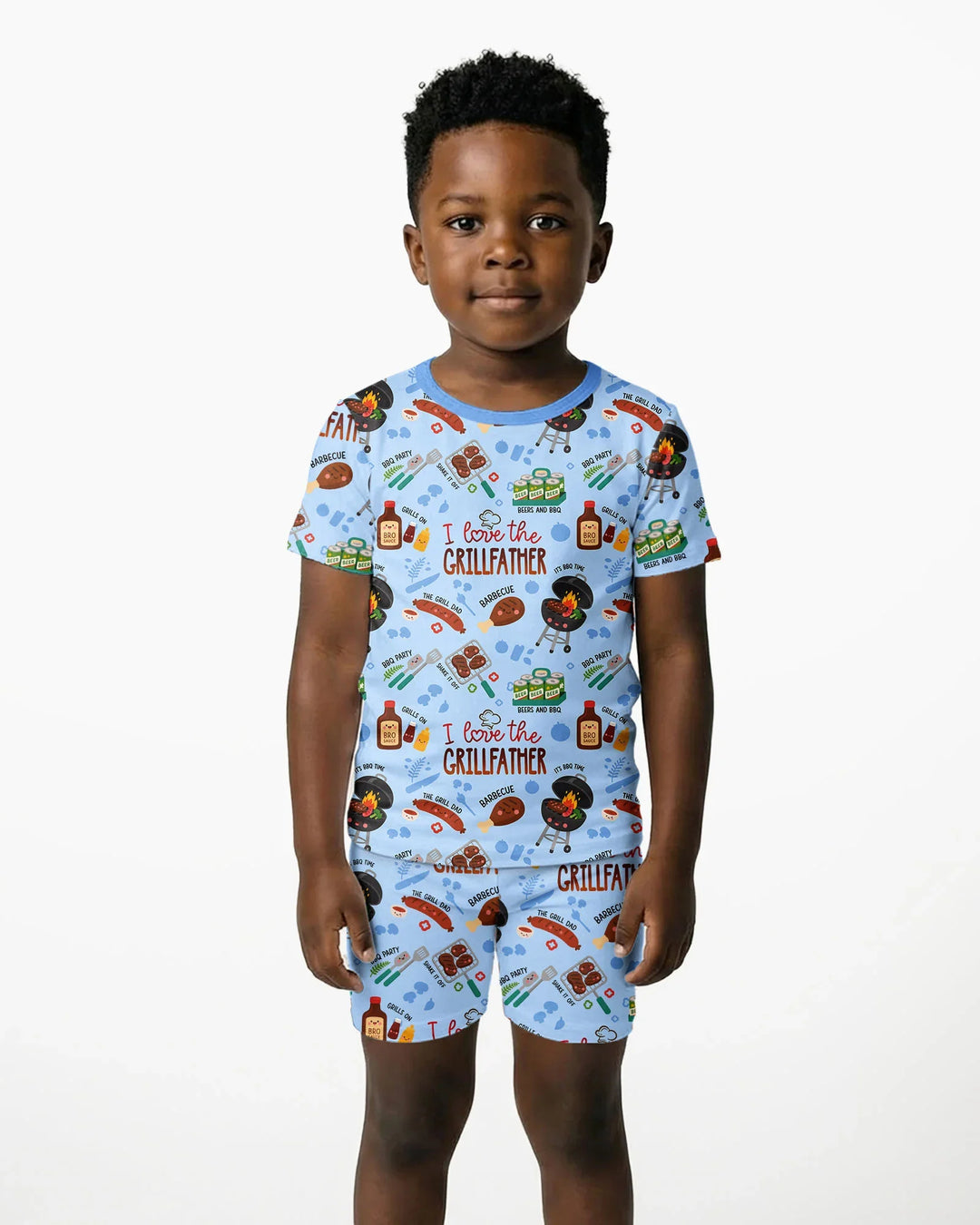 The Grill Father Family Matching Bamboo Two Piece Short Sleeve Shorts Pajama Set