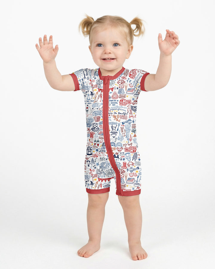 Liberty Doodle 250th Family Matching Bamboo Shorty Zippy