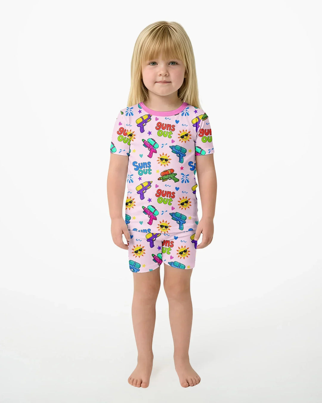 Sun Out Guns Out Bamboo Two Piece Short Sleeve Shorts Pajama Set