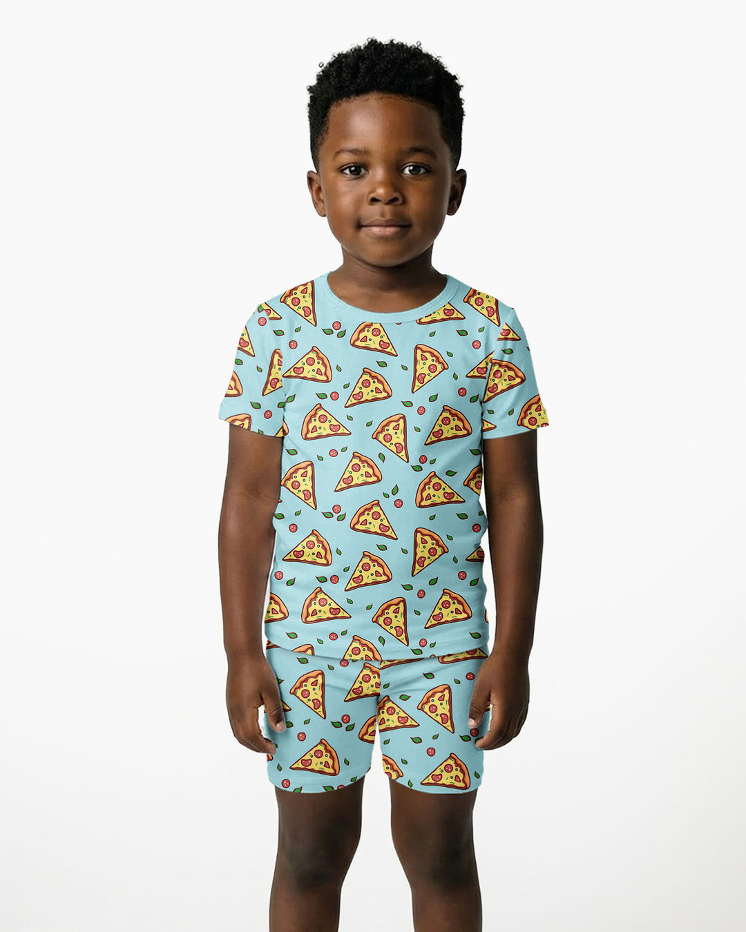 Pizza Doodle Bamboo Two-Piece Short Sleeve Shorts Pyjamas Set