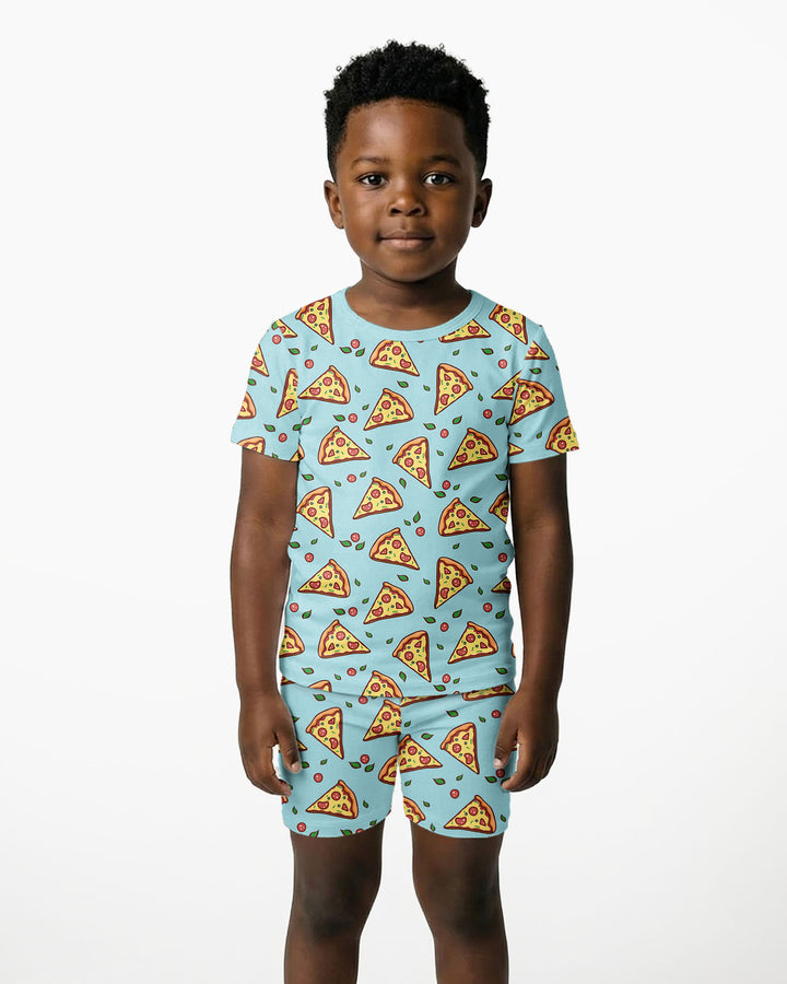 Pizza Doodle Bamboo Two-Piece Short Sleeve Shorts Pyjamas Set