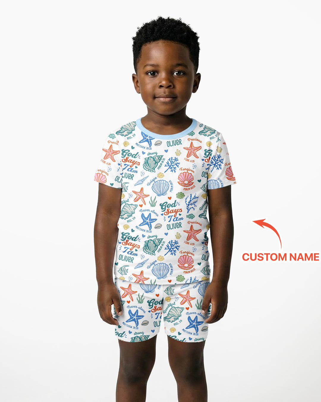 Coastal God Says I Am Custom Name Bamboo Two Piece Short Sleeve Shorts Pajama Set