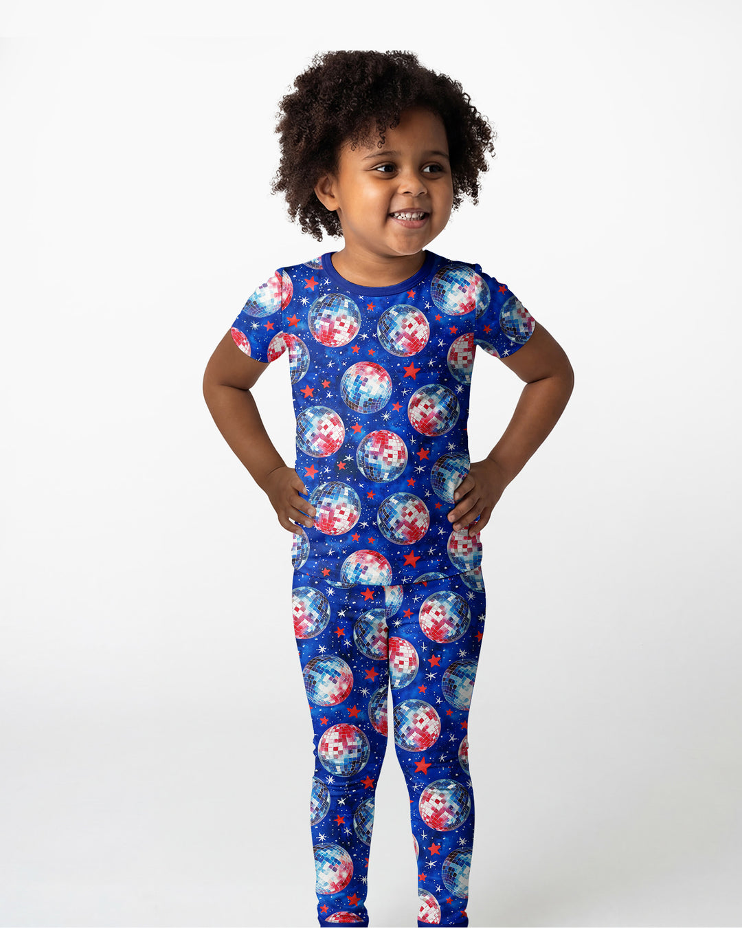 USA Disco Balls Bamboo Two Piece Short Sleeve Pajama Set