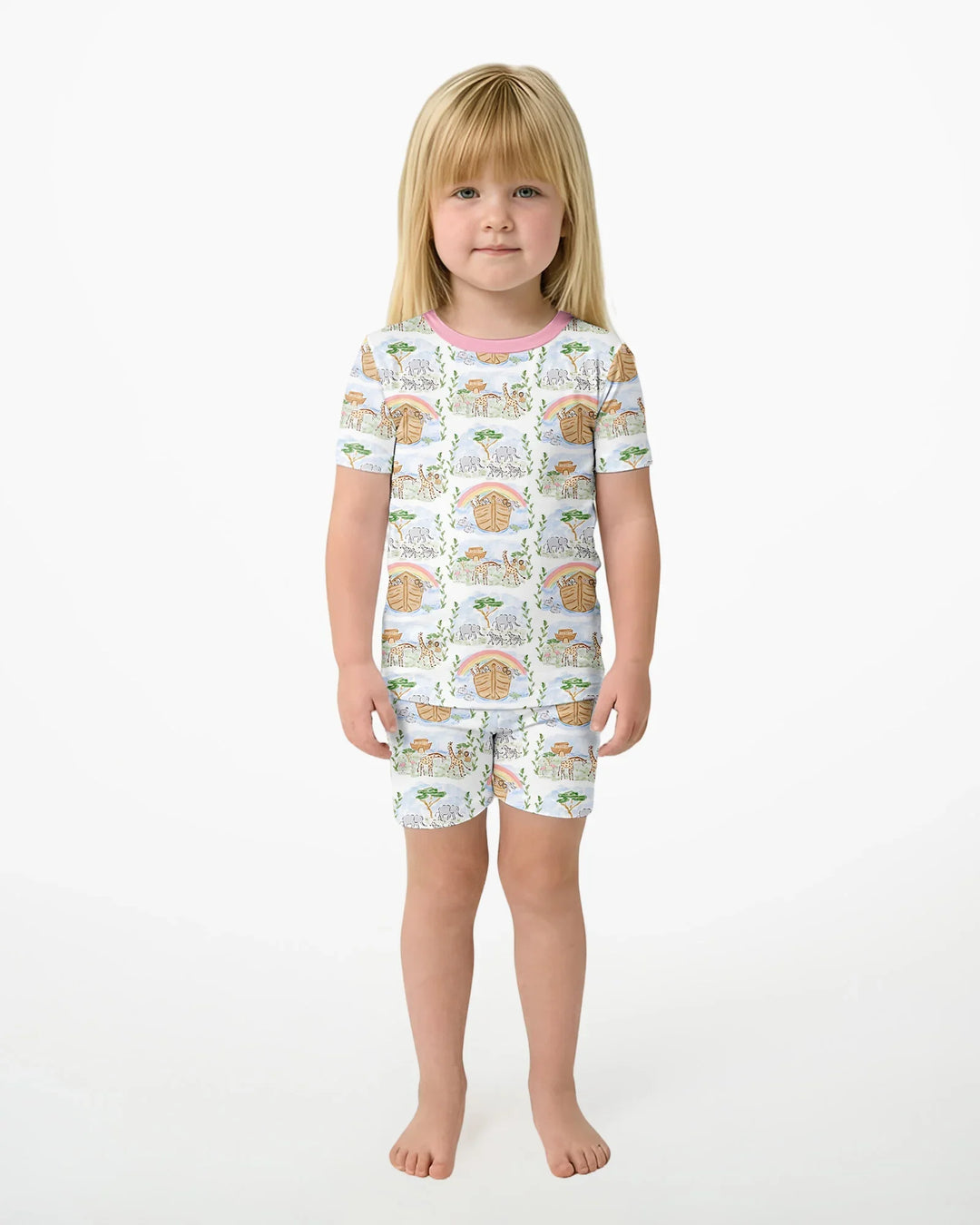Noah And The Ark Bamboo Two Piece Short Sleeve Shorts Pajama Set