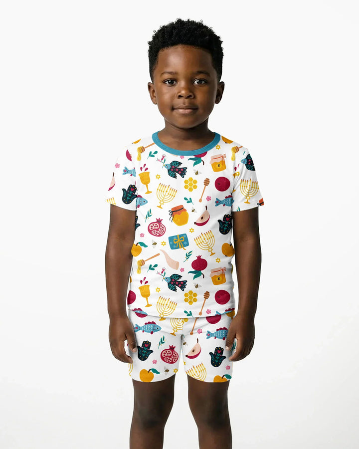 Shanah Tovah Party Bamboo Two Piece Short Sleeve Shorts Pajama Set
