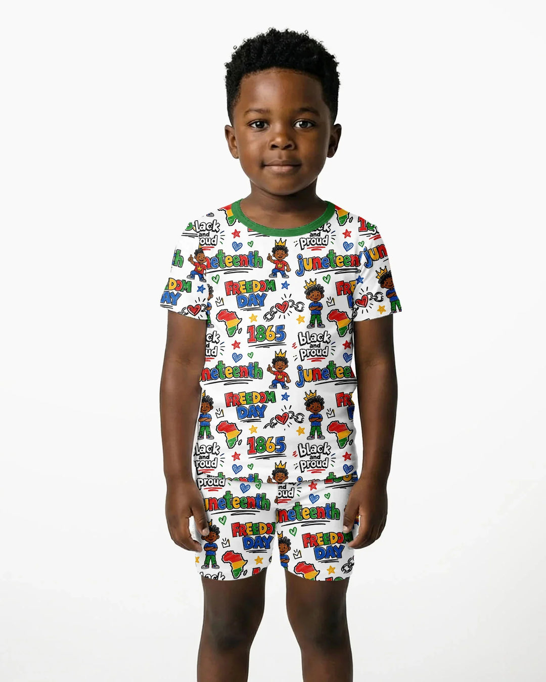 Juneteenth Black and Proud Bamboo Two Piece Short Sleeve Shorts Pajama Set