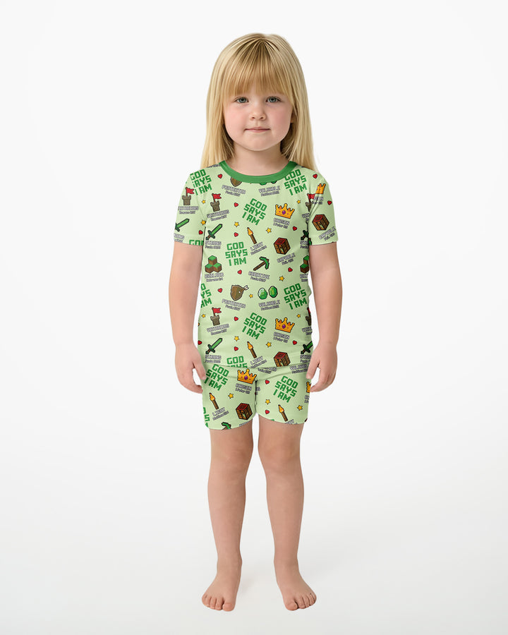Template Bamboo Two Piece Short Sleeve Shorts Pyjamas Set