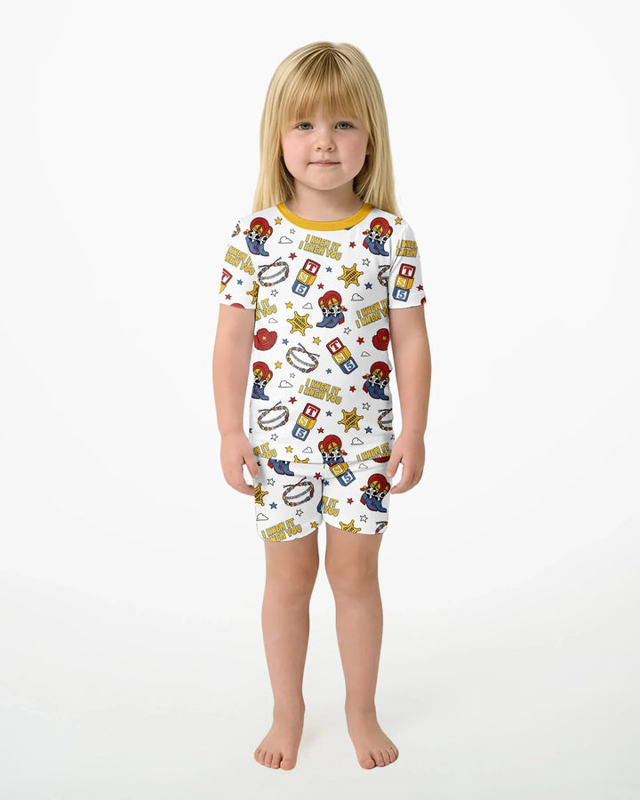 Little Cowgirl Bamboo Two Piece Short Sleeve Shorts Pajama Set