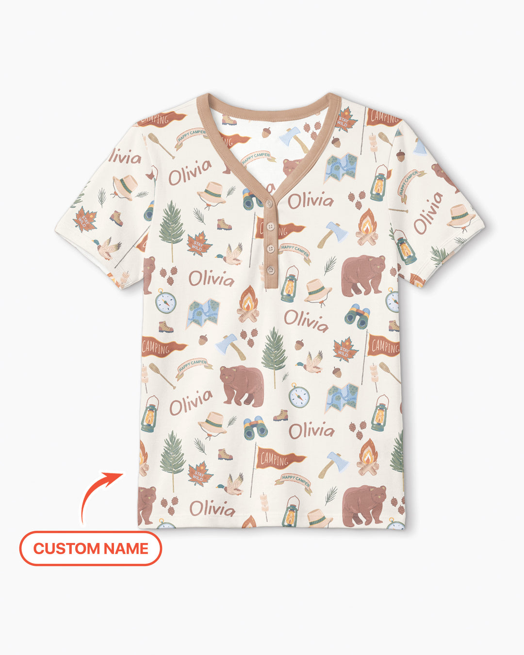 Custom Name Adventure Outdoors Bamboo Women Short Sleeve Short Pajama Set