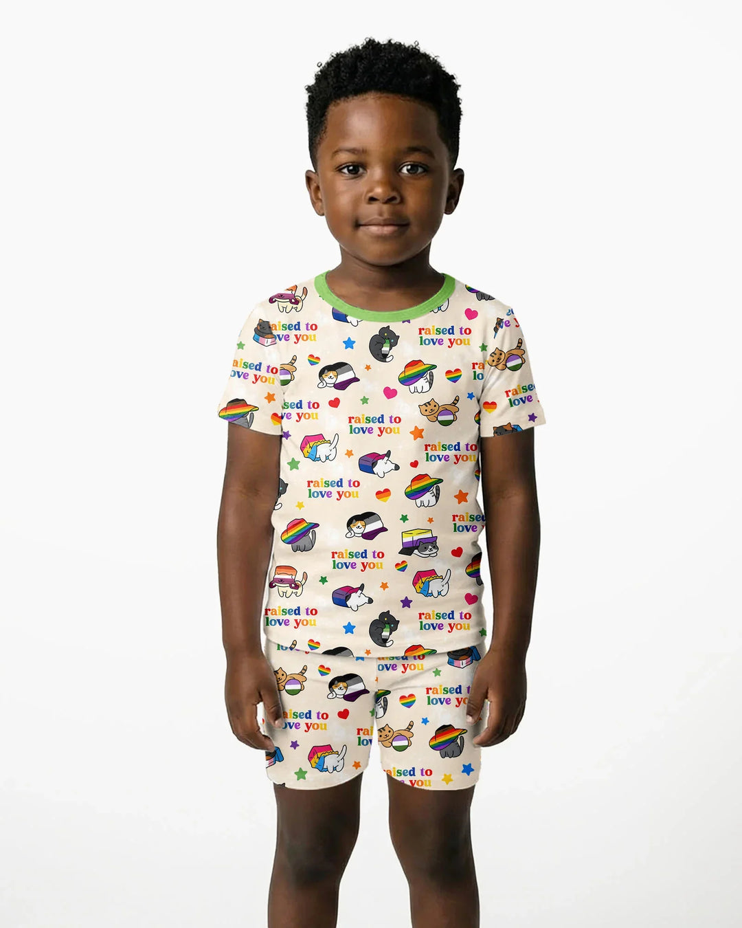 Rainbow Paws Family Matching Bamboo Two Piece Short Sleeve Shorts Pajama Set