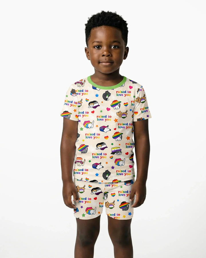 Rainbow Paws Family Matching Bamboo Two Piece Short Sleeve Shorts Pajama Set