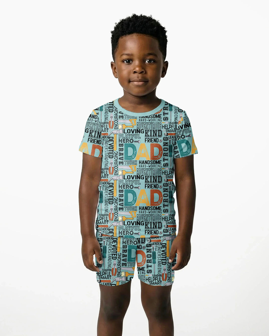 Dad Word Collage Bamboo Two Piece Short Sleeve Shorts Pajama Set