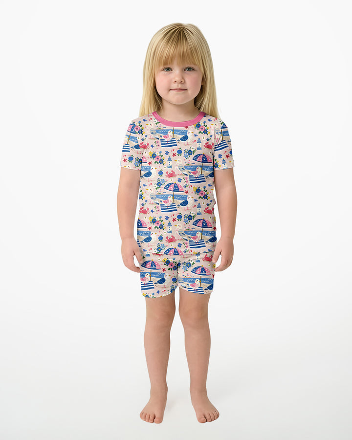 A Day At The Shore Bamboo Two Piece Short Sleeve Shorts Pajama Set
