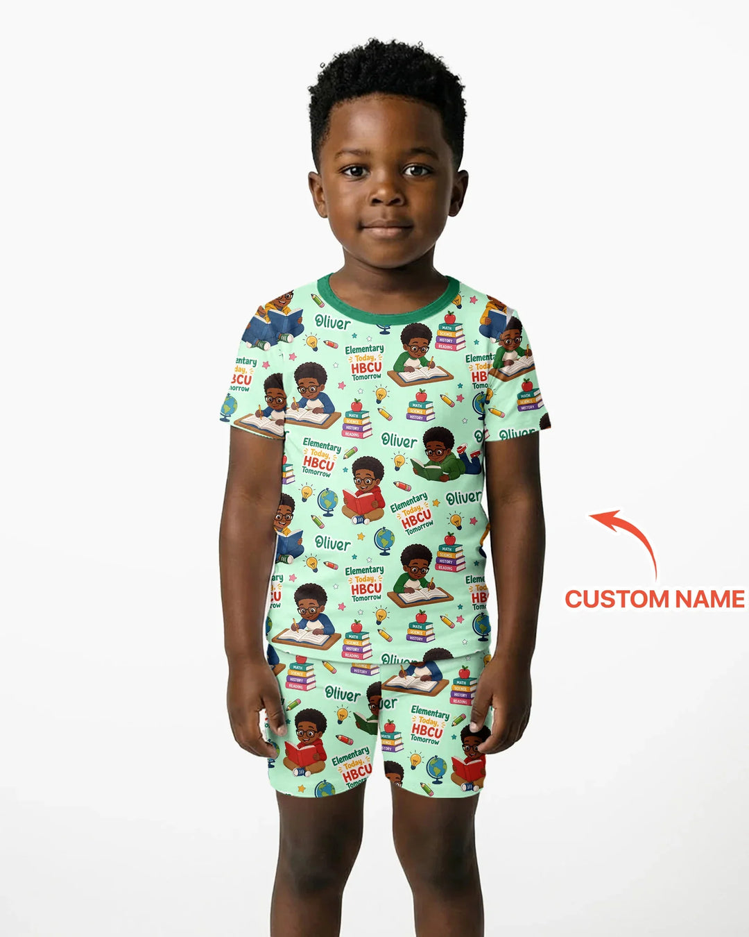 Custom Name Elementary Today HBCU Tomorrow Bamboo Two Piece Short Sleeve Shorts Pajama Set