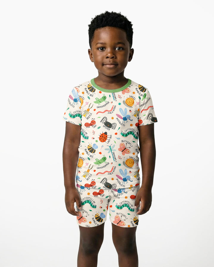 Bug Field Guide Bamboo Two Piece Short Sleeve Shorts Pajama Set
