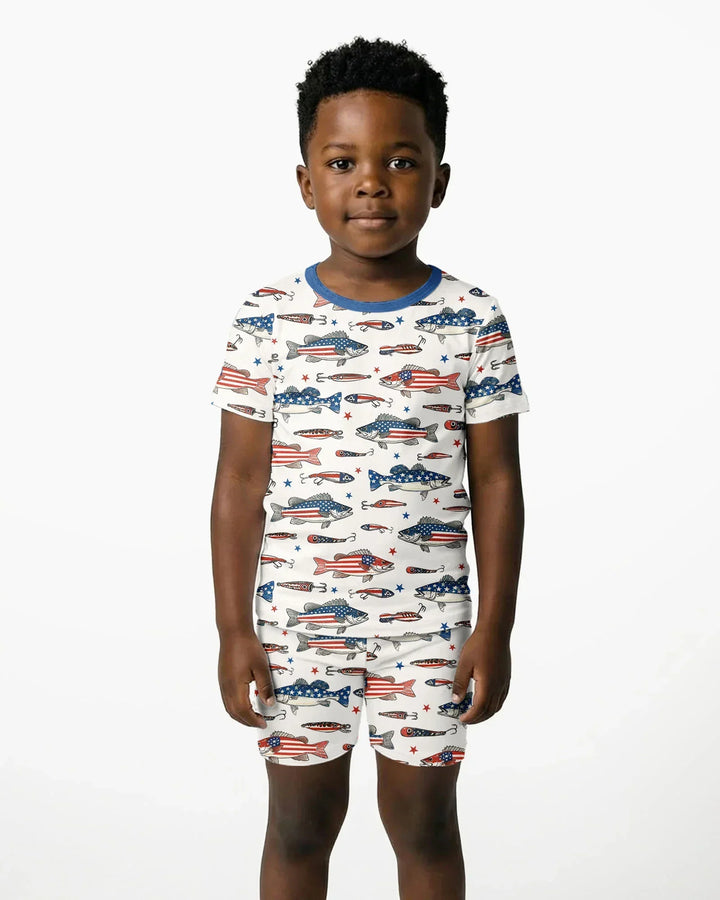 Hooked On Freedom Bamboo Two Piece Short Sleeve Shorts Pajama Set