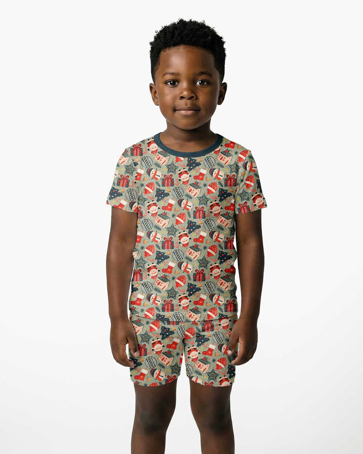 Christmas Ornaments Bamboo Two Piece Short Sleeve Shorts Pajama Set