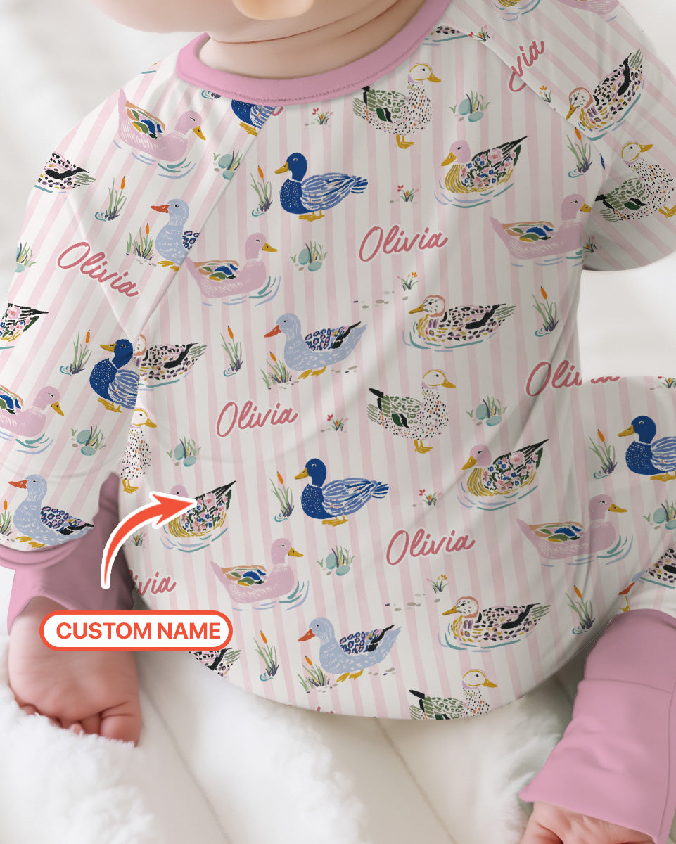 Whimsical Duck Custom Name Bamboo Convertible Zippy