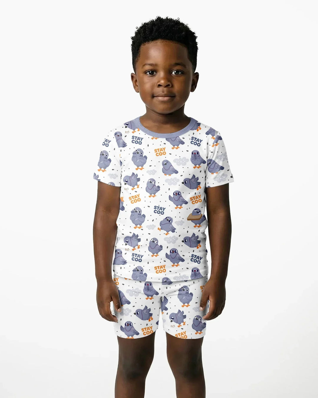 Pigeon Stay Coo Bamboo Two Piece Short Sleeve Shorts Pajama Set