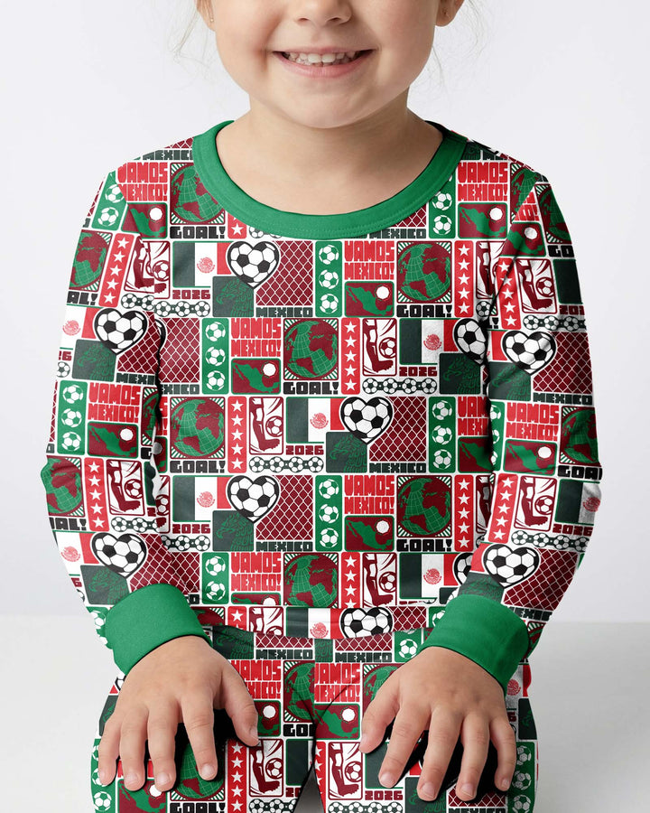 World Soccer Vamos Mexico Bamboo Two Piece Long Sleeve Pajama Set