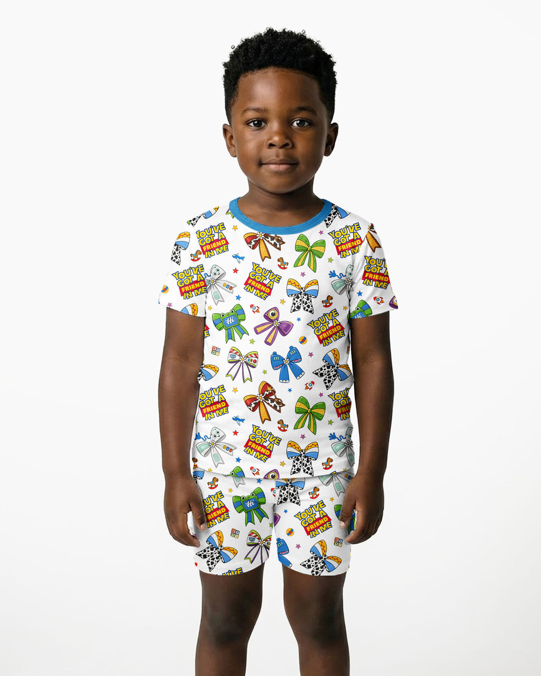 Magical Mirror Bow Bamboo Two Piece Short Sleeve Shorts Pajama Set