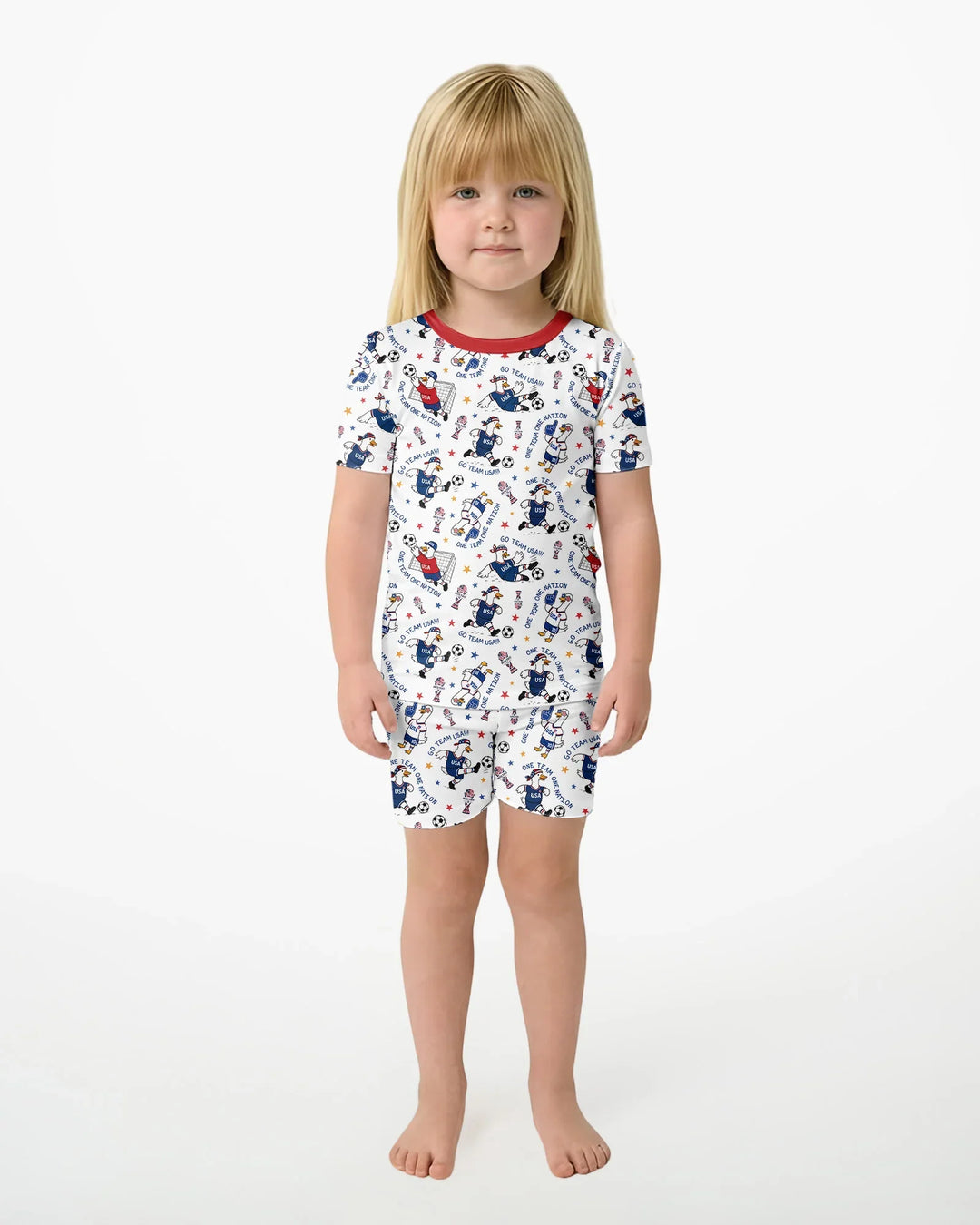 USA Soccer Goose Family Matching Bamboo Two Piece Short Sleeve Shorts Pajama Set