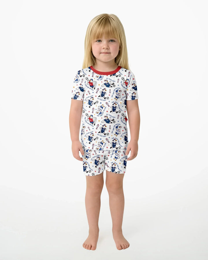 USA Soccer Goose Family Matching Bamboo Two Piece Short Sleeve Shorts Pajama Set