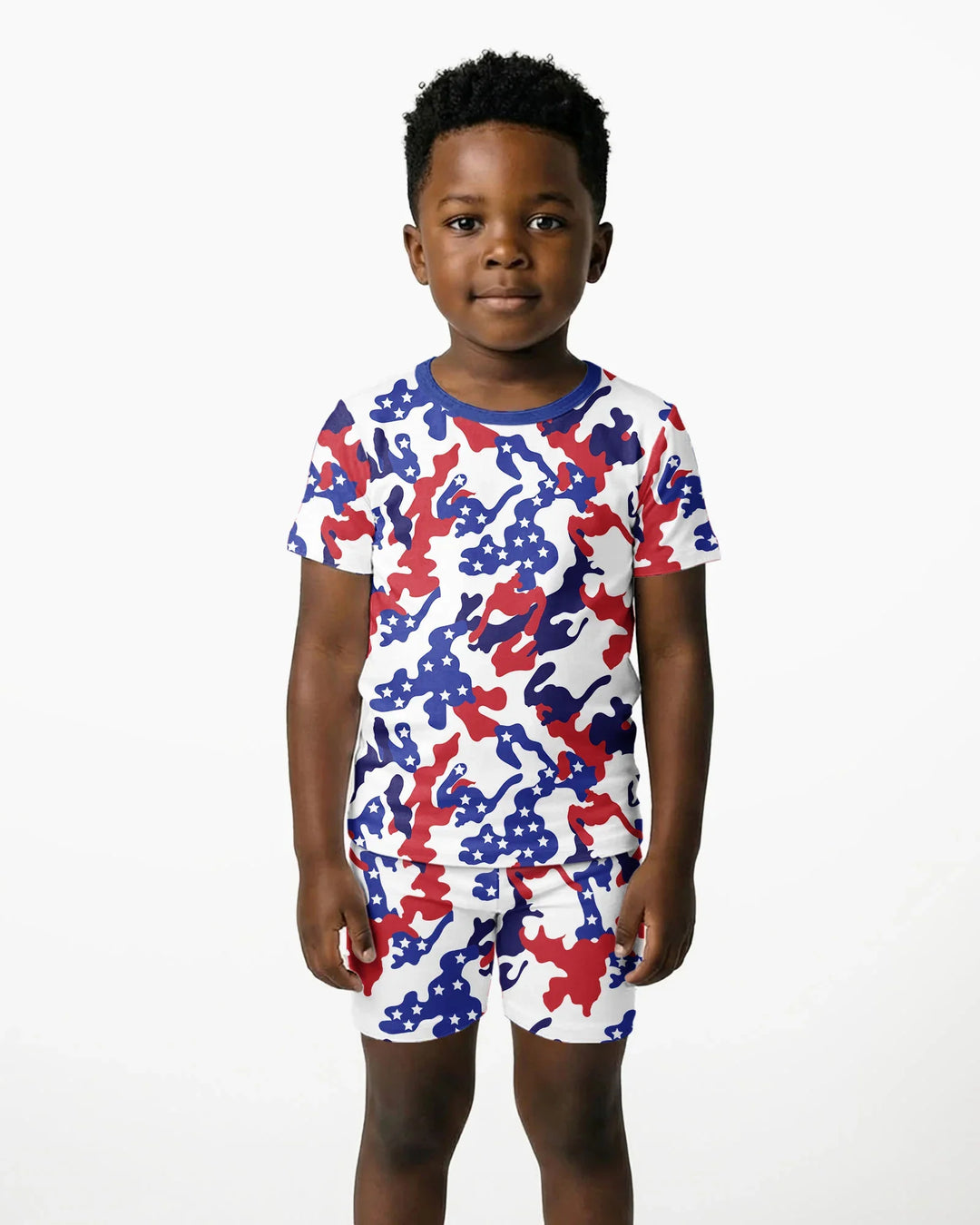 Patriot Camo Daddy & Me Matching Bamboo Two Piece Short Sleeve Shorts Pajama Set