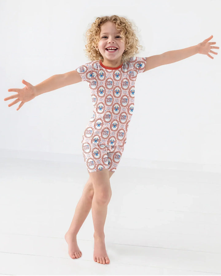 Patriotic Coquette Bamboo Two Piece Short Sleeve Shorts Pajama Set