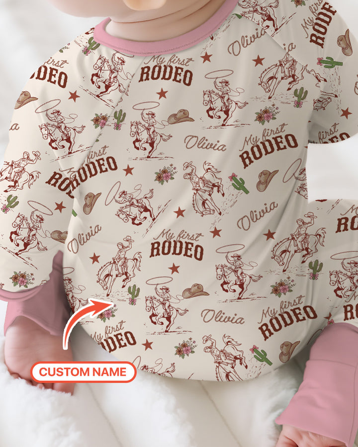 Custom Name First Rodeo Family Matching Bamboo Convertible Zippy