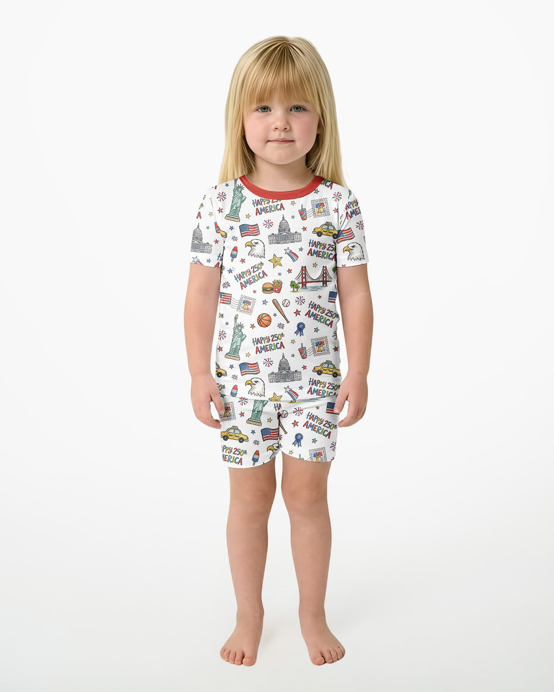 America 250 Celebration Bamboo Two Piece Short Sleeve Shorts Pajama Set
