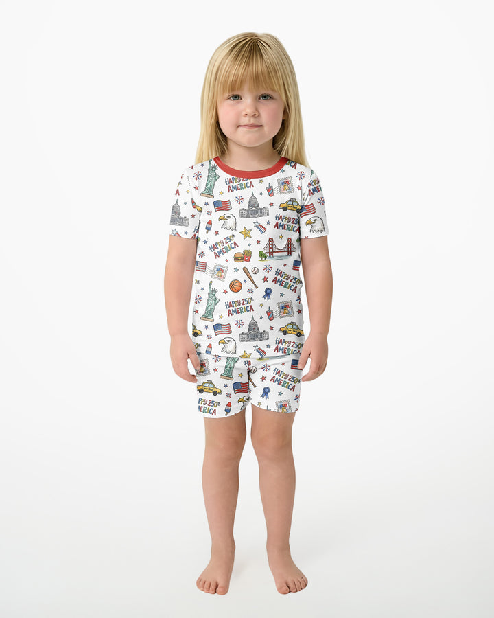 America 250 Celebration Bamboo Two Piece Short Sleeve Shorts Pajama Set