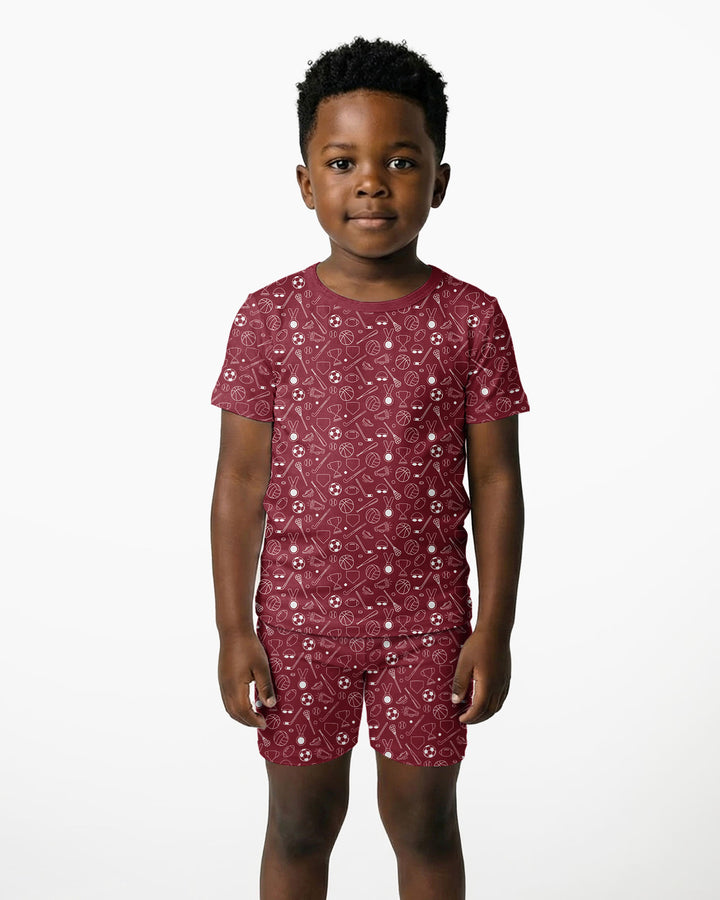 Doodle Sports Bamboo Two Piece Short Sleeve Shorts Pajama Set