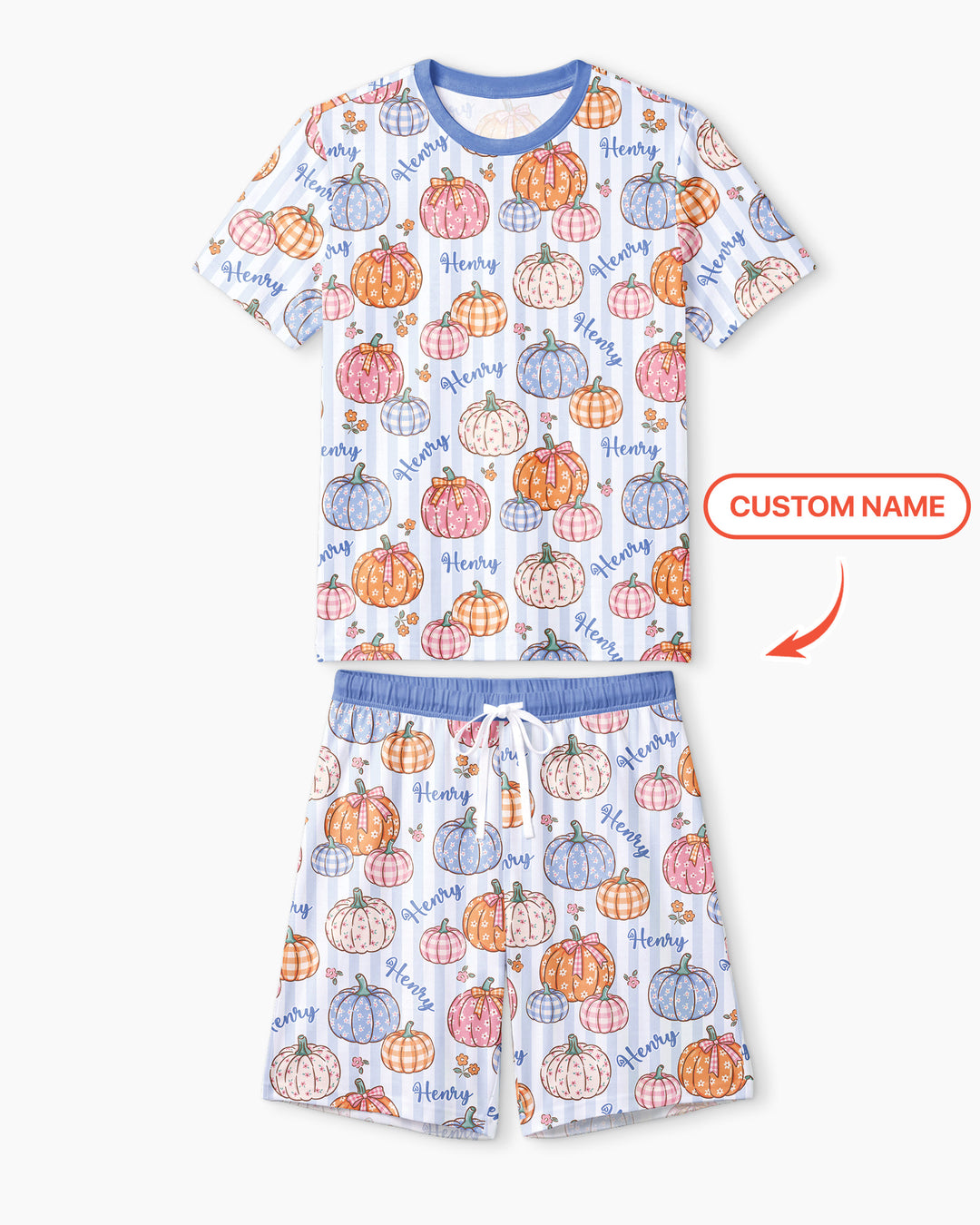 Custom Name Pumpkin Patch Bamboo Men Short Sleeve Short Pajama Set