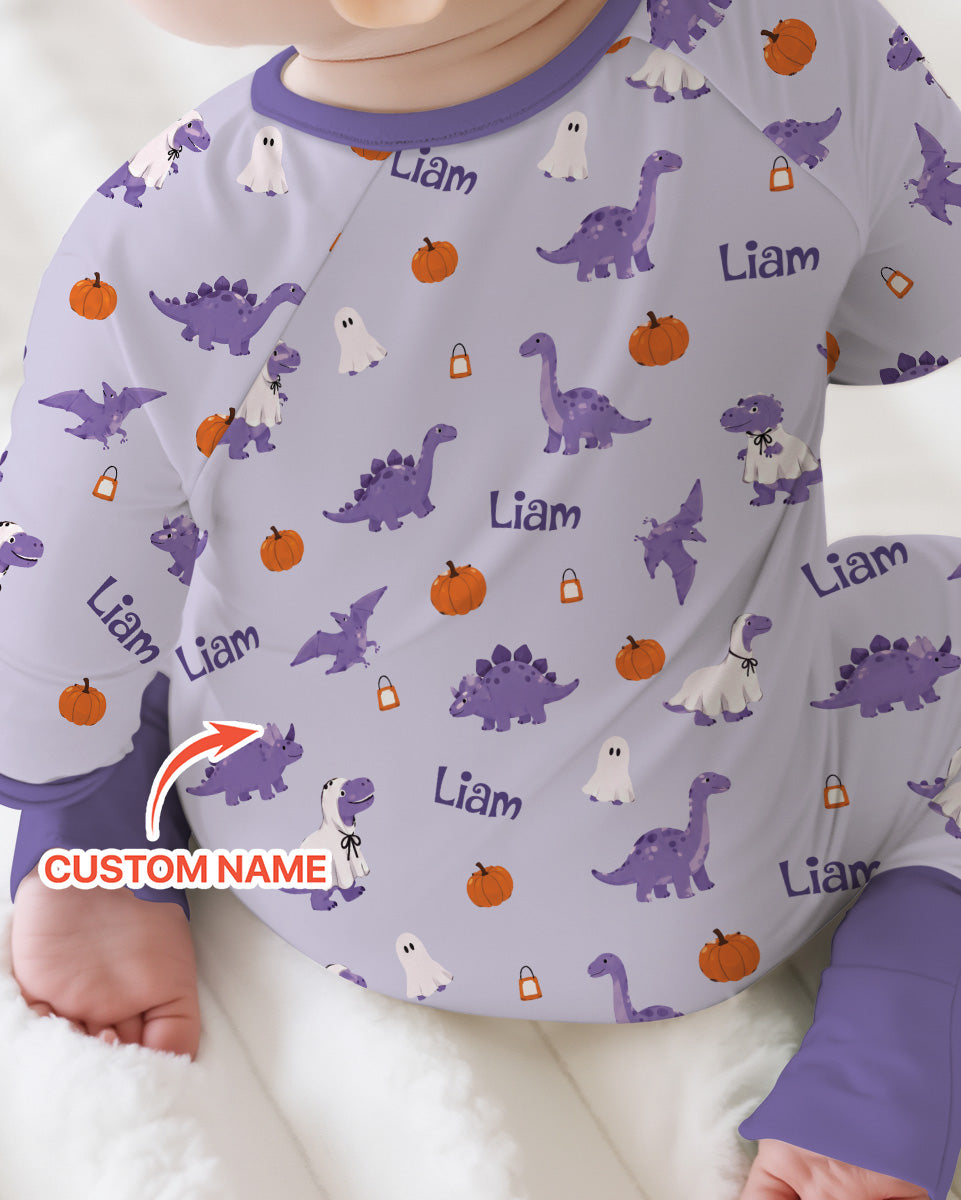 Custom Name Spooky Dinosaur Halloween - Personalized Bamboo Convertible Zippy