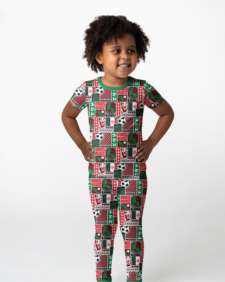 World Soccer Vamos Mexico Bamboo Two Piece Short Sleeve Pajama Set