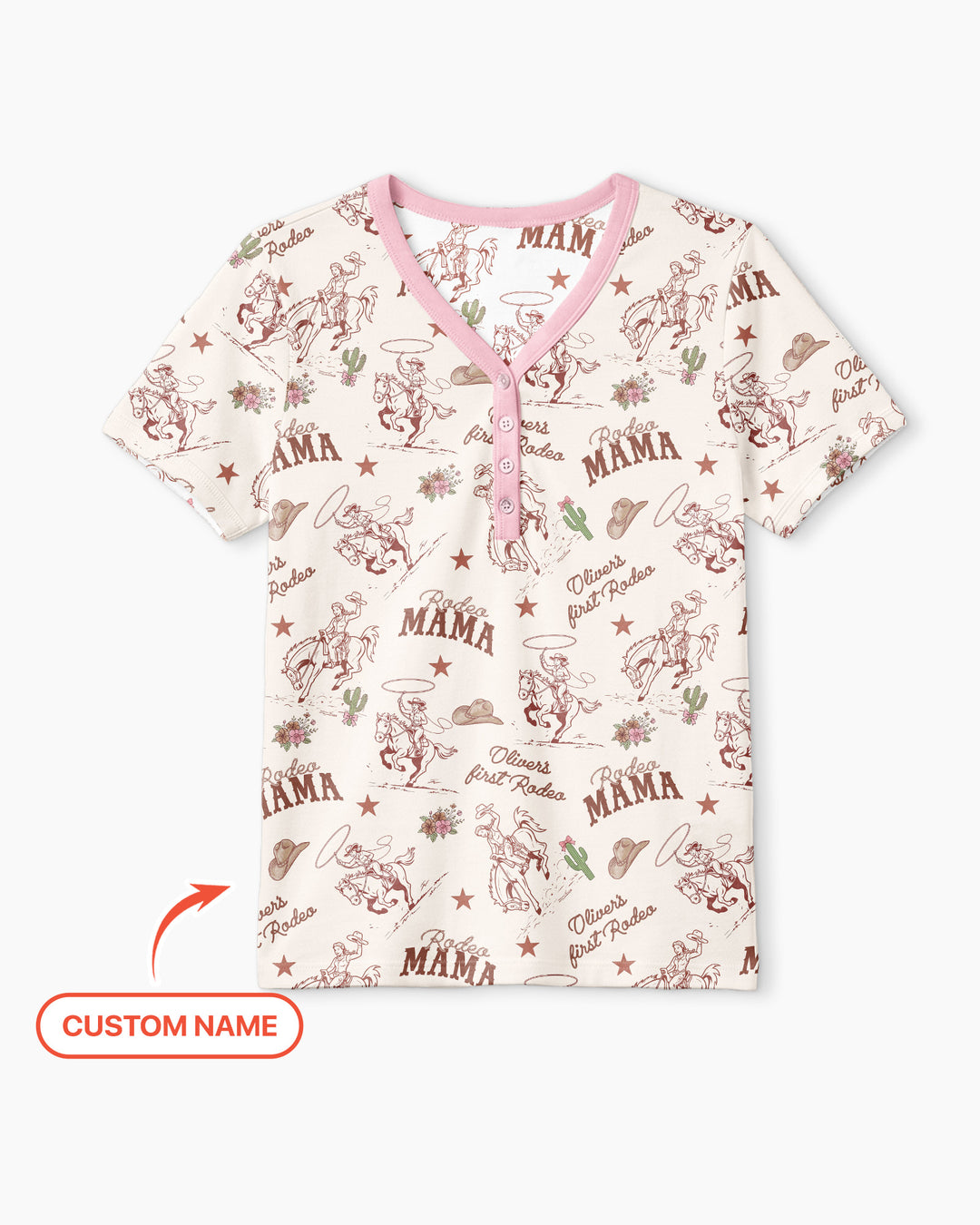 Custom Name First Rodeo Family Matching Bamboo Women Short Sleeve Short Pajama Set