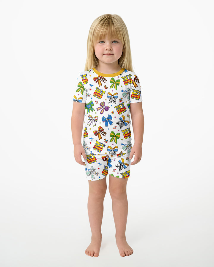 Magical Mirror Bow Bamboo Two Piece Short Sleeve Shorts Pajama Set